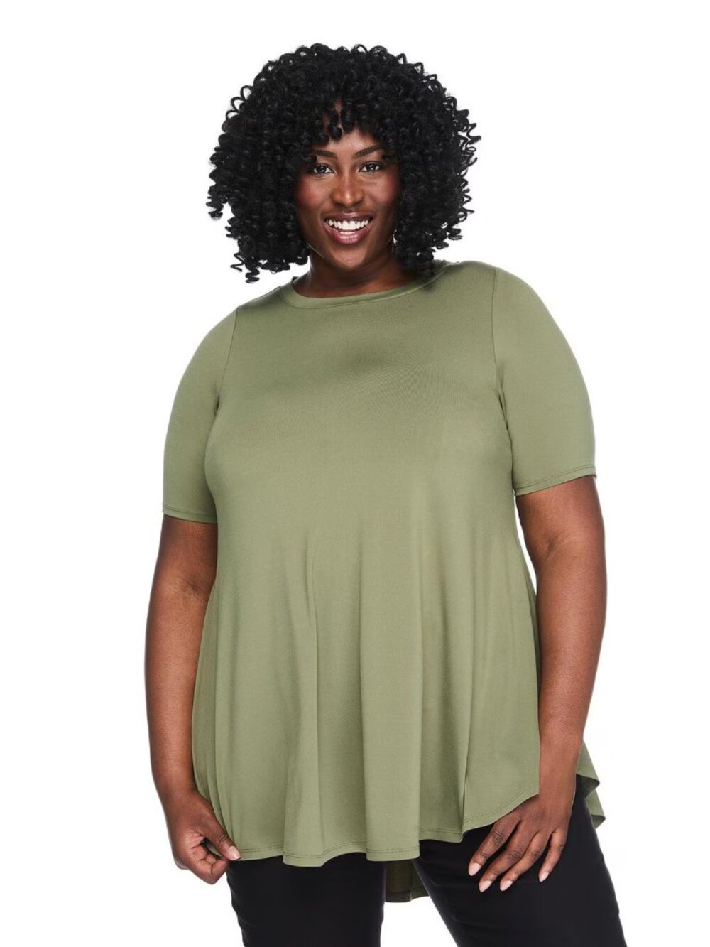 NWT Lane Bryant Plus 1X Solid Boat Neck A-Line Stretch Top